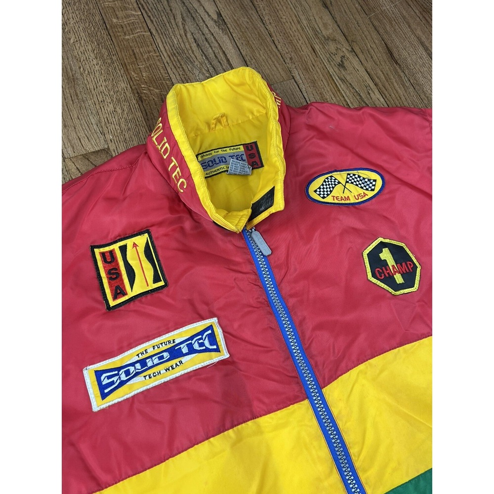 Vintage Jeff Gordon Nascar Racing Dupont Rainbow Puffer Jacket Men's Size XL - Picture 2 of 8